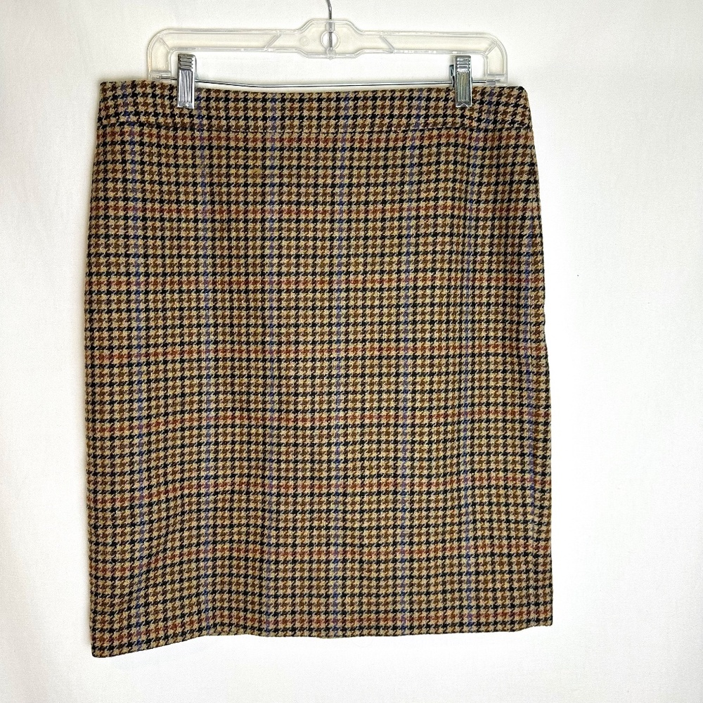 J. Crew Houndstooth Skirt in Brown and Black
